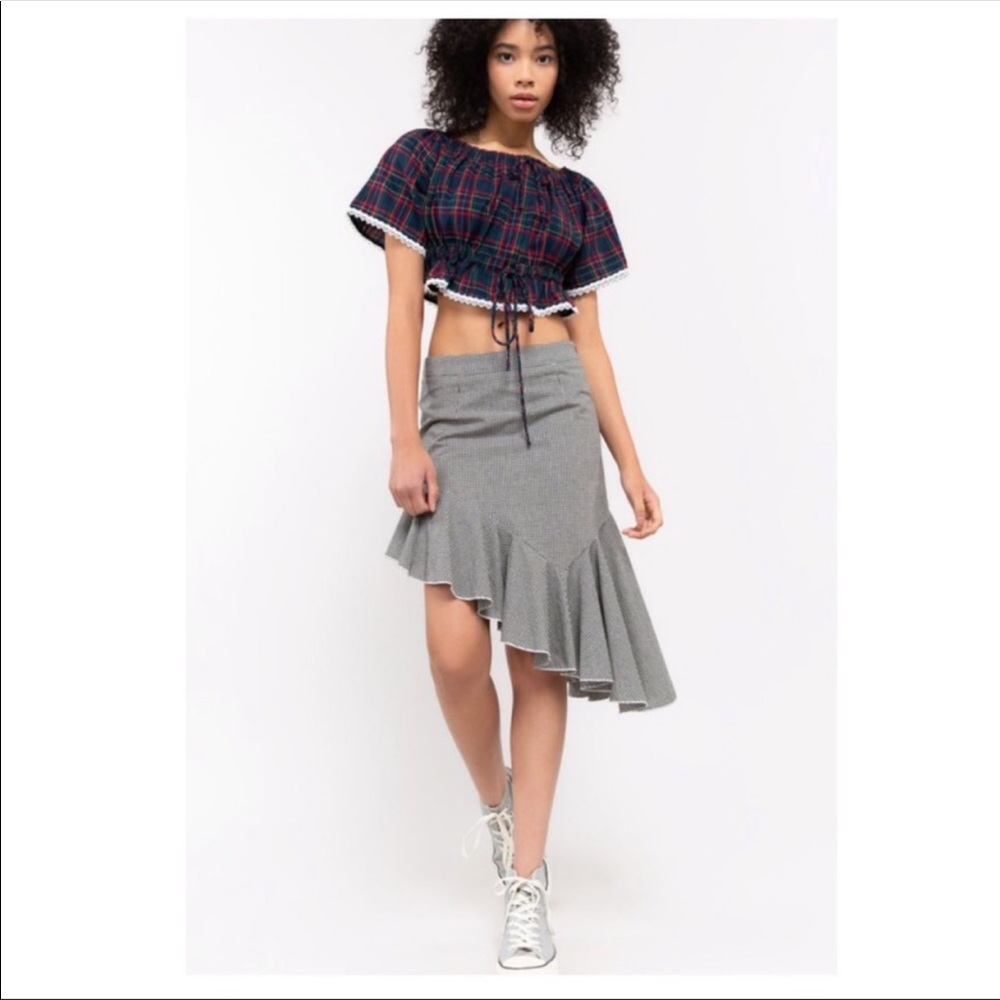 POL Asymmetrical skirt B&W Gingham - Picture 2 of 9